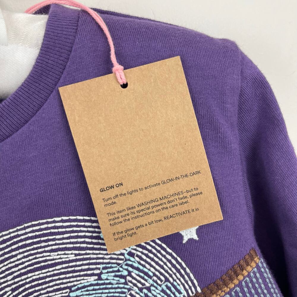 Mini Boden Kids' Long Sleeve Glow Superstitch T-Shirt Loganberry Bat 3-4 NWT - Picture 3 of 5